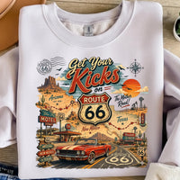 Route 66 Road Trip PNG, Get Your Kicks Mustang Tee, Arizona New Mexico Texas Highway Map, Retro Diner Graphic, Instant Download