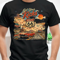 Route 66 Road Trip PNG, Get Your Kicks Mustang Tee, Arizona New Mexico Texas Highway Map, Retro Diner Graphic, Instant Download
