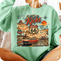 Route 66 Road Trip PNG, Get Your Kicks Mustang Tee, Arizona New Mexico Texas Highway Map, Retro Diner Graphic, Instant Download