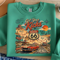 Route 66 Road Trip PNG, Get Your Kicks Mustang Tee, Arizona New Mexico Texas Highway Map, Retro Diner Graphic, Instant Download