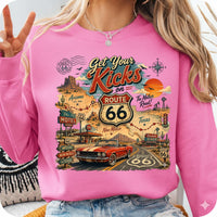 Route 66 Road Trip PNG, Get Your Kicks Mustang Tee, Arizona New Mexico Texas Highway Map, Retro Diner Graphic, Instant Download