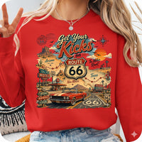Route 66 Road Trip PNG, Get Your Kicks Mustang Tee, Arizona New Mexico Texas Highway Map, Retro Diner Graphic, Instant Download