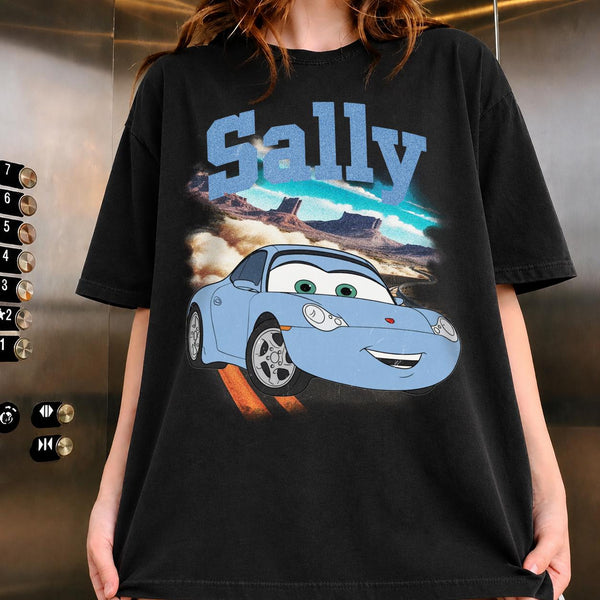 Retro Sally Carrera Porsche Tee, Radiator Springs Graphic Shirt, Route 66 Road Trip Top