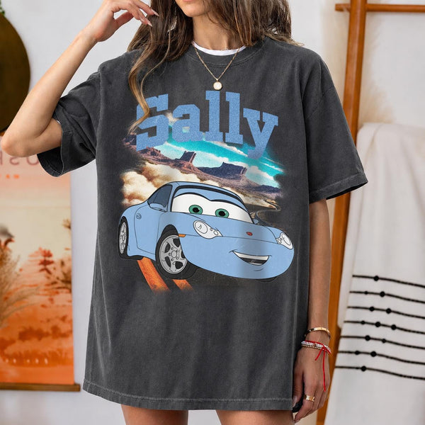 Retro Sally Carrera Porsche Tee, Radiator Springs Graphic Shirt, Route 66 Road Trip Top