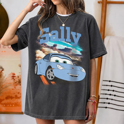 Retro Sally Carrera Porsche Tee, Radiator Springs Graphic Shirt, Route 66 Road Trip Top