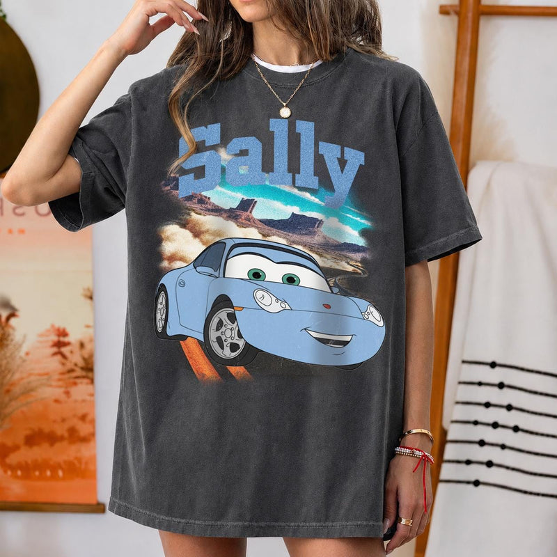 Retro Sally Carrera Porsche Tee, Radiator Springs Graphic Shirt, Route 66 Road Trip Top