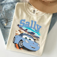 Retro Sally Carrera Porsche Tee, Radiator Springs Graphic Shirt, Route 66 Road Trip Top