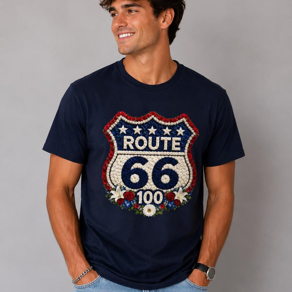Route 66 100th Anniversary Shirt, Floral Route 66 Tee, Patriotism Gift, USA Road Trip
