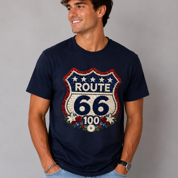 Route 66 100th Anniversary Shirt, Floral Route 66 Tee, Patriotism Gift, USA Road Trip