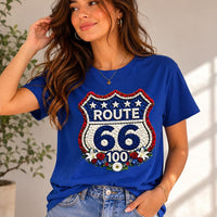 Route 66 100th Anniversary Shirt, Floral Route 66 Tee, Patriotism Gift, USA Road Trip