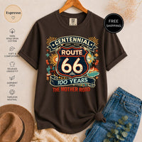 Route 66 Centennial Shirt, MotherRoad 100 Years, Vintage Road Trip Tee, Americana Travel Gift