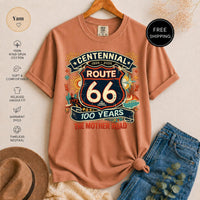 Route 66 Centennial Shirt, MotherRoad 100 Years, Vintage Road Trip Tee, Americana Travel Gift