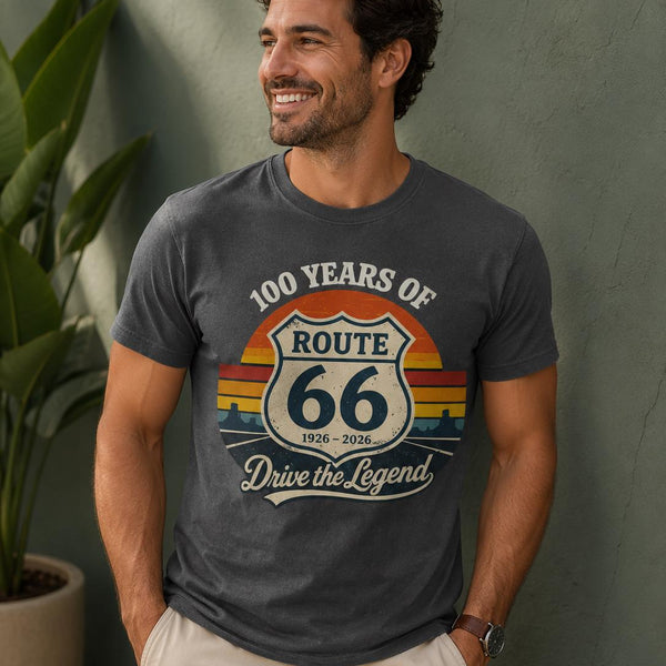 Route 66 100th Anniversary T-Shirt, 1926–2026 Centennial Gift, Vintage Americana Road Trip Shirt, Route 66 100 Years Shirt