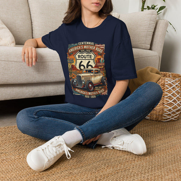 Route 66 Centennial Vintage Car T-Shirt | America's Mother Road 1926-2026