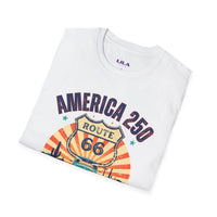 America 250 Route 66 Vintage Shield T-Shirt | 1776-2026 Roadtrip Tee