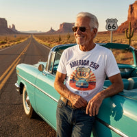America 250 Route 66 Vintage Shield T-Shirt | 1776-2026 Roadtrip Tee