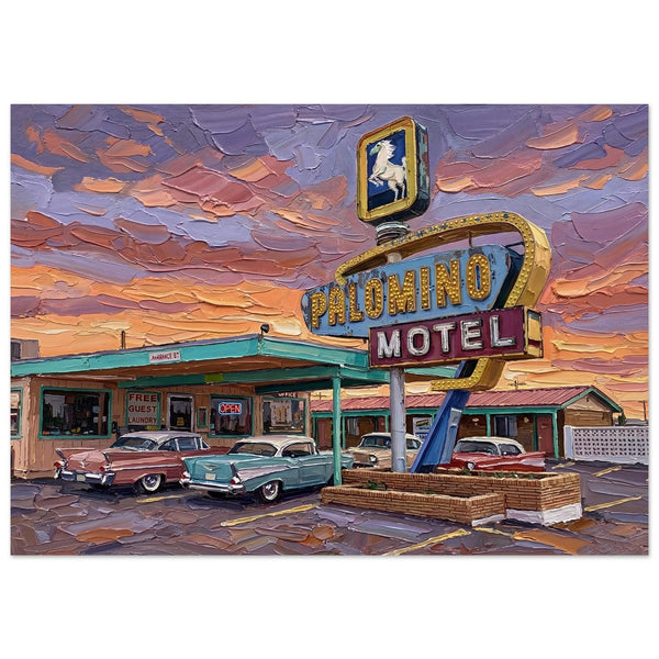 Palomino Motel Classic Americana Painting - Route 66 -Art Print - Digital Wall Art