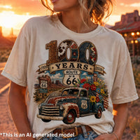 Route 66 100 Years PNG, Vintage Truck Sublimation Design, Route 66 Centennial T-Shirt Design. Digital Download,