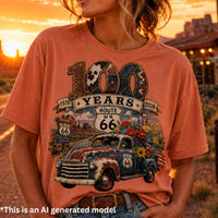 Route 66 100 Years PNG, Vintage Truck Sublimation Design, Route 66 Centennial T-Shirt Design. Digital Download,