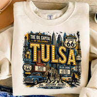 Tulsa Oklahoma PNG, Oil Capital Shirt Design, Blue Dome District Tee, Route 66 Vintage City Graphic, Instant Download