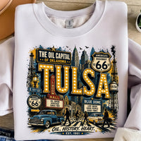 Tulsa Oklahoma PNG, Oil Capital Shirt Design, Blue Dome District Tee, Route 66 Vintage City Graphic, Instant Download