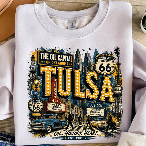 Tulsa Oklahoma PNG, Oil Capital Shirt Design, Blue Dome District Tee, Route 66 Vintage City Graphic, Instant Download