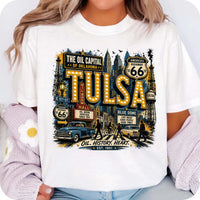 Tulsa Oklahoma PNG, Oil Capital Shirt Design, Blue Dome District Tee, Route 66 Vintage City Graphic, Instant Download