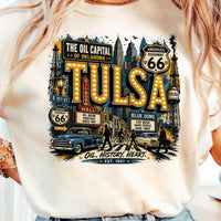 Tulsa Oklahoma PNG, Oil Capital Shirt Design, Blue Dome District Tee, Route 66 Vintage City Graphic, Instant Download