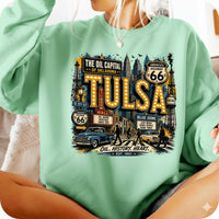 Tulsa Oklahoma PNG, Oil Capital Shirt Design, Blue Dome District Tee, Route 66 Vintage City Graphic, Instant Download
