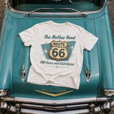 Route 66 Shirt | 100 Years Anniversary Cotton Tee | Classic Mother Road Crewneck Travel Souvenir
