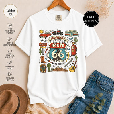 Route 66 T-Shirt, Vintage Americana Road Trip Graphic