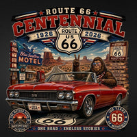 Bigfoot Route 66 Centennial T-Shirt 2026 | Vintage Style Road Trip Graphic Tee | Mother Road 100th Anniversary Gift for Him & Her | Retro