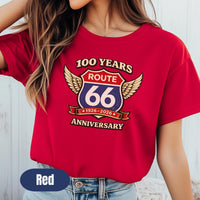 Route 66 100th Anniversary Vintage Travel Tee, Classic Highway Shirt