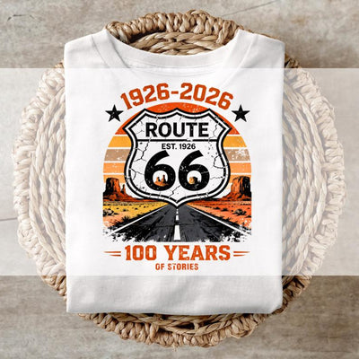 DTF Transfers, Ready to Press, T-shirt Transfers, Heat Transfer, Direct to Film, 100 Years of Stories - 1926-2026 Route 66 Centennial