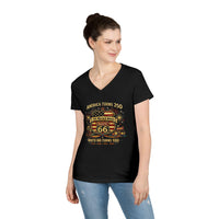 America Turns 250 Route 66 Turns 100 Womens V Neck Shirt, Patriotic USA Road Trip Tee, Mother Road Americana Top