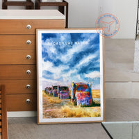 Watercolor Print, Texas Travel Poster, Route 66 Wall Decor
