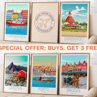 Watercolor Print, Texas Travel Poster, Route 66 Wall Decor