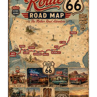 Route 66 Road Map Poster, Vintage Americana Wall Art, Retro Travel Print, Mother Road Digital Download, Man Cave Decor, Printable Wall Art