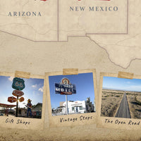 Route 66 Vintage Travel Map | Historic Road Trip Wall Art (Digital Download)