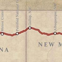 Route 66 Vintage Travel Map | Historic Road Trip Wall Art (Digital Download)