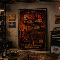 Route 66 General Store Poster, Vintage Route 66 Wall Art, Retro Americana Decor, Arizona Highway Sign Print, Man Cave Garage Office Gift
