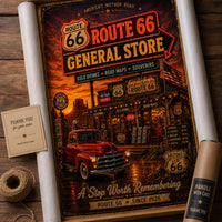 Route 66 General Store Poster, Vintage Route 66 Wall Art, Retro Americana Decor, Arizona Highway Sign Print, Man Cave Garage Office Gift