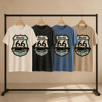 Route 66 T-Shirt PNG | Vintage Car Mother Road Chest Design (Digital Download)