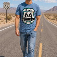 Route 66 T-Shirt PNG | Vintage Car Mother Road Chest Design (Digital Download)