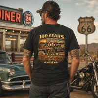 Route 66 Centennial 100 Years back design T-Shirt | Vintage Roadtrip Tee