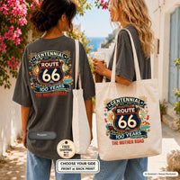 Route 66 Centennial Shirt and Tote Bag, The Mother Road 100 Years Gift, Historic Highway Road Trip Lover Matching Set 2026