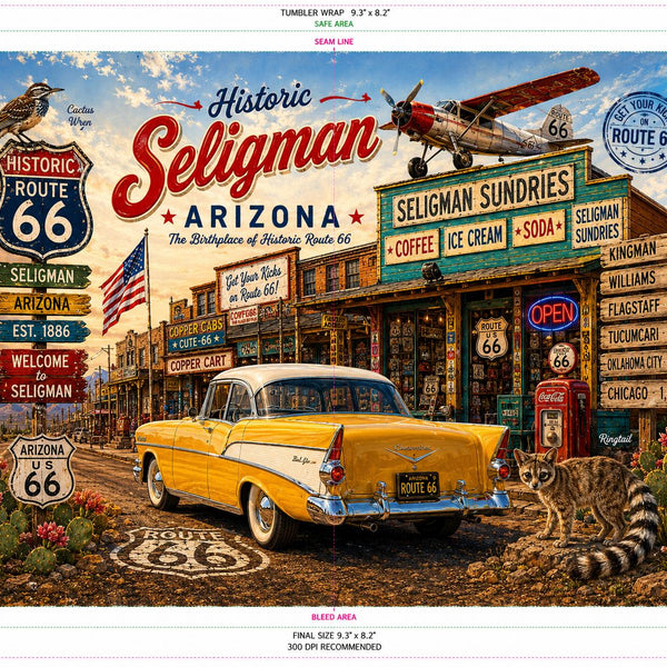 Seligman Arizona Route 66 Poster | Historic Route 66 Wall Art | Vintage Americana Travel Print | Digital Download | Mother Road Decor