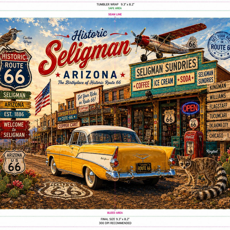 Seligman Arizona Route 66 Poster | Historic Route 66 Wall Art | Vintage Americana Travel Print | Digital Download | Mother Road Decor