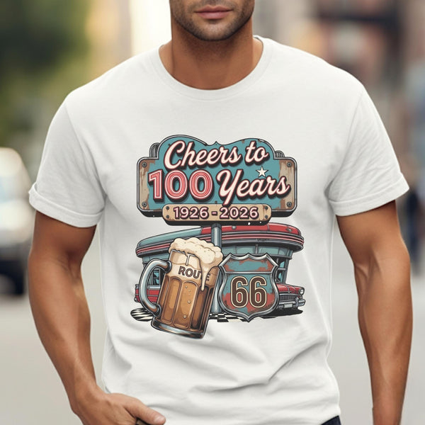 Route 66 100 Years Shirt Vintage Americana T Shirt Centennial Celebration Road Trip Beer Lover Gift Cheers to 100 Years