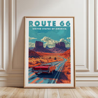 Route 66 Americana poster print, vintage travel gift, American landscape